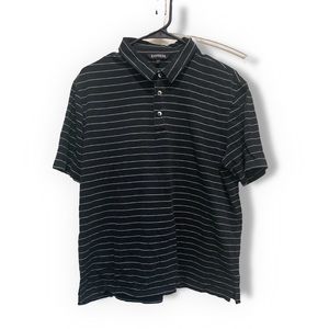 Express Men Black with Striped Polo Shirt size XL